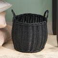 Lucius Round Resin Woven Wicker Basket With Handles 13