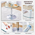 A Glass Tabletop With A Diameter Of 35 Inches And A Modern Minimalist Circular Dining Table With Electroplated Silver Metal Legs. Suitable For Restaurants, Living Rooms, And Conference Rooms.Dt 1166 Transparent Glass