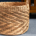 Round Water Hyacinth Seagrass Woven Basket With Handles 15