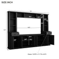 Minimalist Entertainment Wall Unit Set With Bridge For Tvs Up To 75'', Large Storage Space Tv Stand With Adjustable Shelves, Modernist Large Media Console For Living Room, Black Black Primary Living Space 70 79 Inches 70 79 Inches 75 Inches Particle