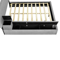 Full Size Upholstered Platform Bed With Lateral Storage Compartments And Thick Fabric, Velvet, Gray Gray Velvet