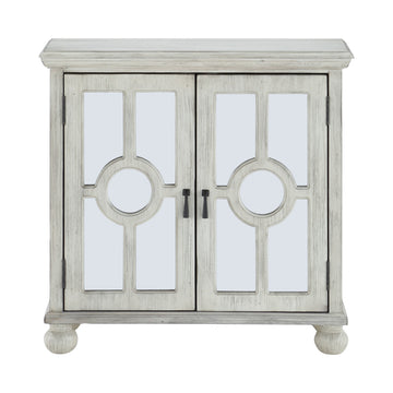 Classic Storage Cabinet Antique White 1Pc Modern Traditional Accent Chest With Mirror Doors Pendant Pulls Wooden Furniture Living Room Bedroom Accent Chests 1 2 Shelves Antique Antique White Primary Living Space Modern,Traditional Wood