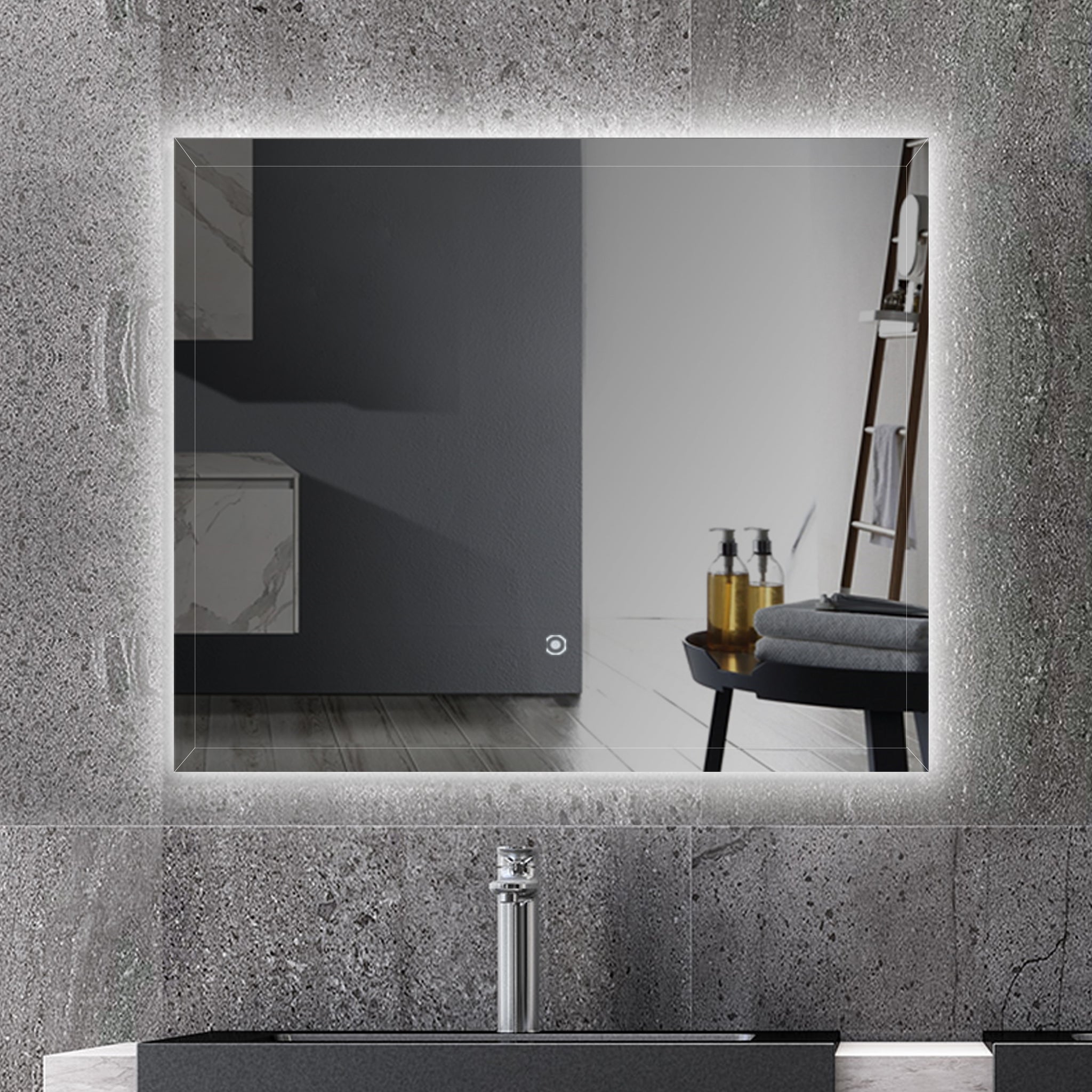 36" Led Backlit Frameless Lighted Bathroom Vanity Wall Mounted Mirror Silver Bathroom American Design Glass