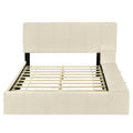 Full Size Upholstered Platform Bed With Lateral Storage Compartments And Thick Fabric, Velvet, Beige Beige Velvet