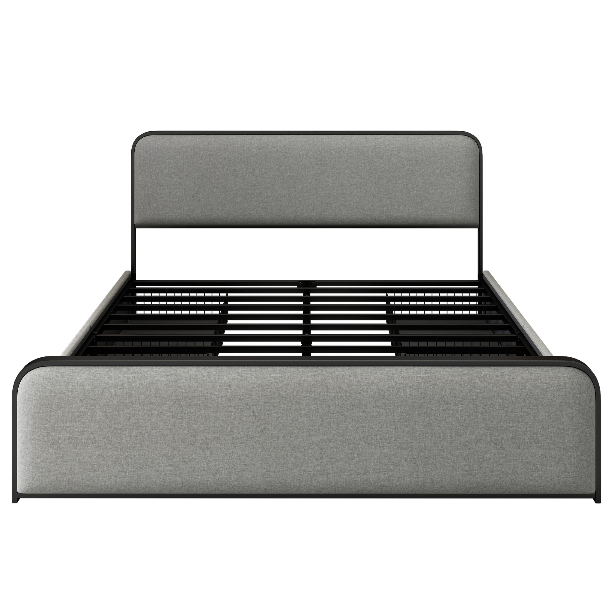 Modern Metal Bed Frame with Curved Upholstered grey-metal-modern-metal