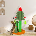 32'' Cat Scratching Post, Tall Christmas Tree Cat Scratcher With 3 Posts And Cute Dangling Teaser Balls, Natural Sisal Rope Cat Toys For Kitty And Adult Cats Green Cat Paper