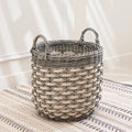 Zita Round Resin Woven Wicker Multi Use Storage Basket With Handles 18