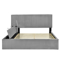 Full Size Upholstered Platform Bed With Lateral Storage Compartments And Thick Fabric, Velvet, Gray Gray Velvet