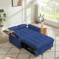 Blue Velvet Loveseat Sofa Bed Blue Wood Tufted Back Square Arms Foam Velvet 2 Seat