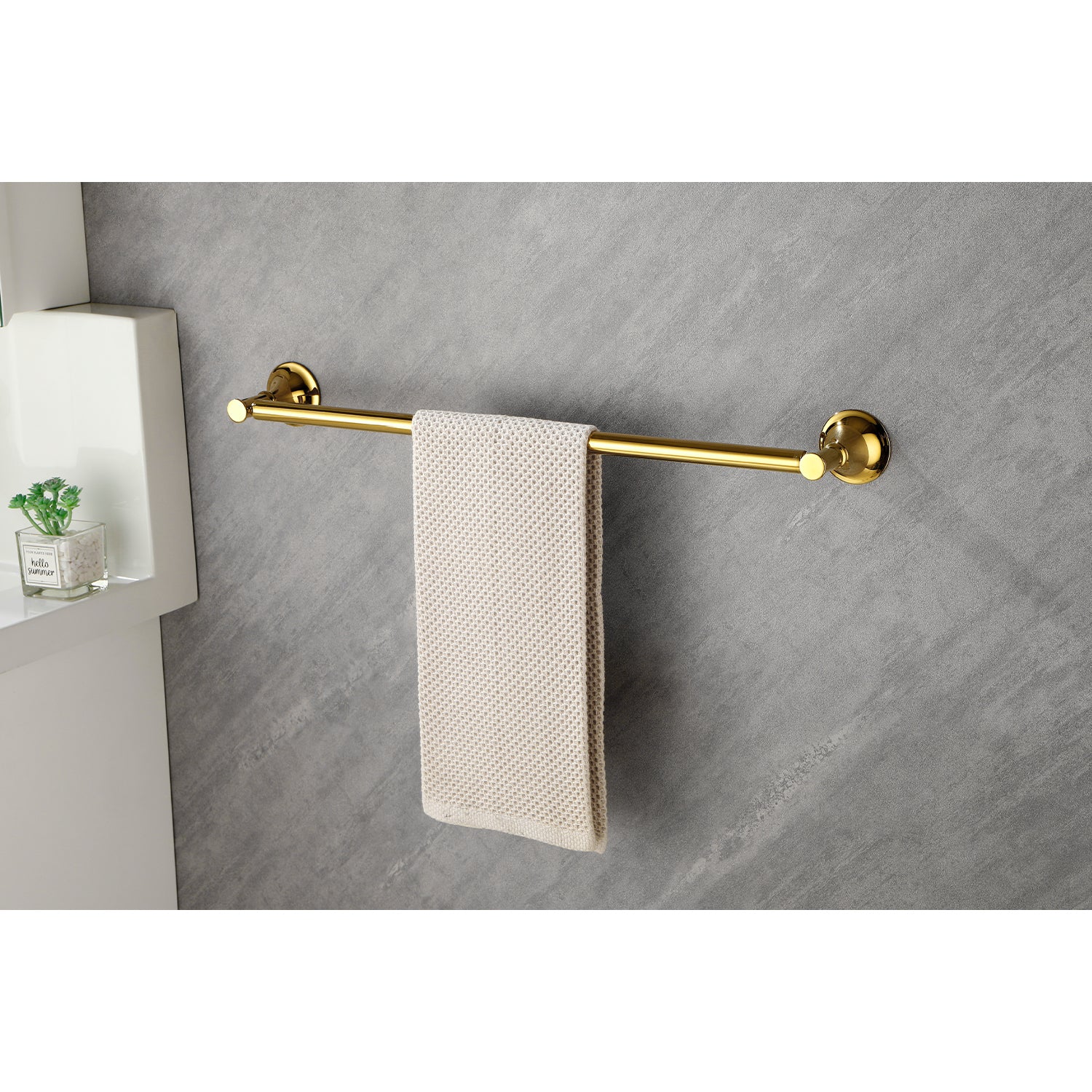 6 Piece Brass Bathroom Towel Rack Set Wall Mount gold-brass