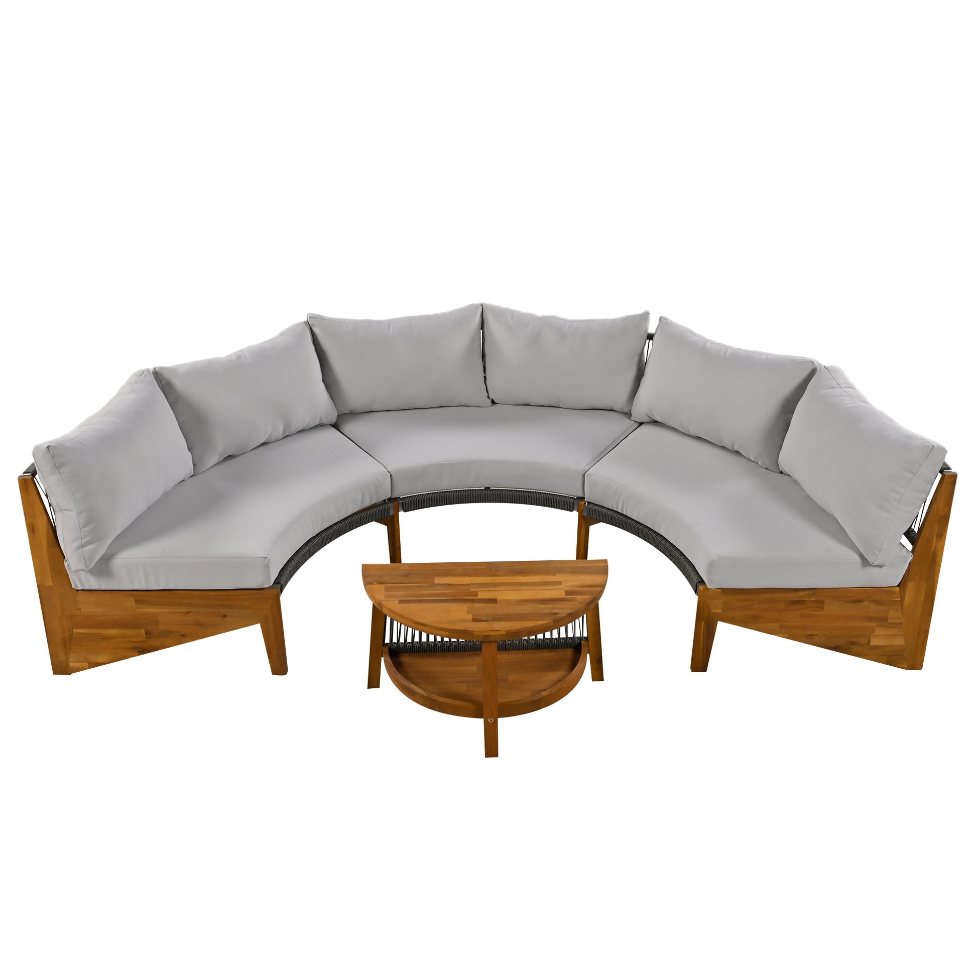 6 Person Outdoor Seating Group With Cushions And A Coffee Table Gray Acacia Wood