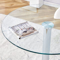 A Glass Tabletop With A Diameter Of 35 Inches And A Modern Minimalist Circular Dining Table With Electroplated Silver Metal Legs. Suitable For Restaurants, Living Rooms, And Conference Rooms.Dt 1166 Transparent Glass