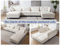Oversized Modular Sectional Fabric Sofa Set With Waist Pillows, Extra Large U Shaped Couch With Reversible Chaise, 145 Inch Long, 6 Seat Modular Sofa With Ottamans Beige Light Brown Polyester Wood Primary Living Space Medium Soft Cushion Back Modern
