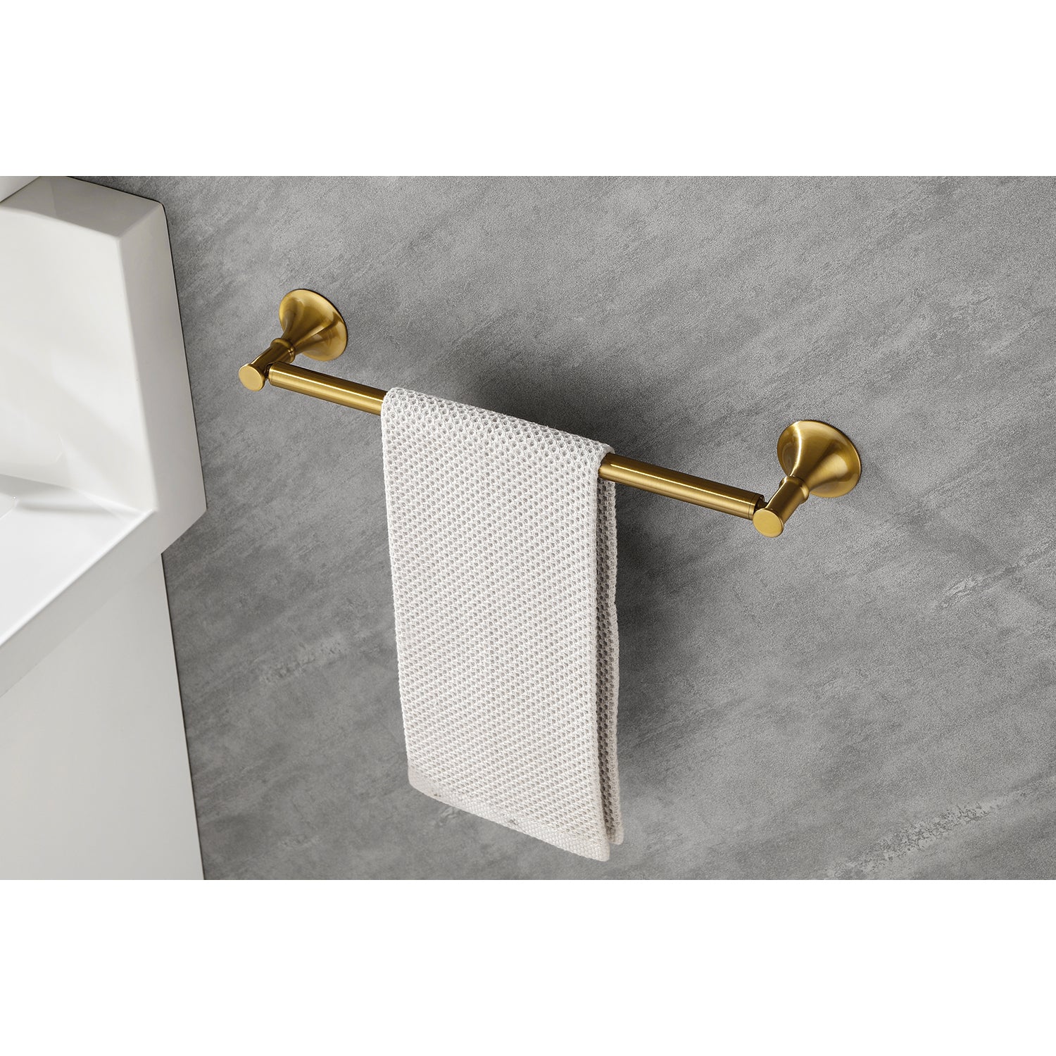 6 Piece Brass Bathroom Towel Rack Set Wall Mount brushed gold-brass