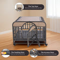 46In Heavy Duty Dog Crate, Furniture Style Dog Crate With Removable Trays And Wheels For High Anxiety Dogs Grey Abs Abs