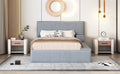 Full Size Upholstered Platform Bed With Lateral Storage Compartments And Thick Fabric, Velvet, Gray Gray Velvet