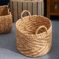 Round Water Hyacinth Seagrass Woven Basket With Handles 15