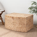 Rectangular Curve Water Hyacinth Woven Wicker Trunk With Handles 26