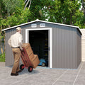 Patio, Lawn & Garden,Metal Outdoor Storage Shed 10Ft X 12Ft,Clearance With Lockable Door Metal Garden Shed Steel Anti Corrosion Storage House Waterproof Tool Shed For Backyard Patio Gray Metal