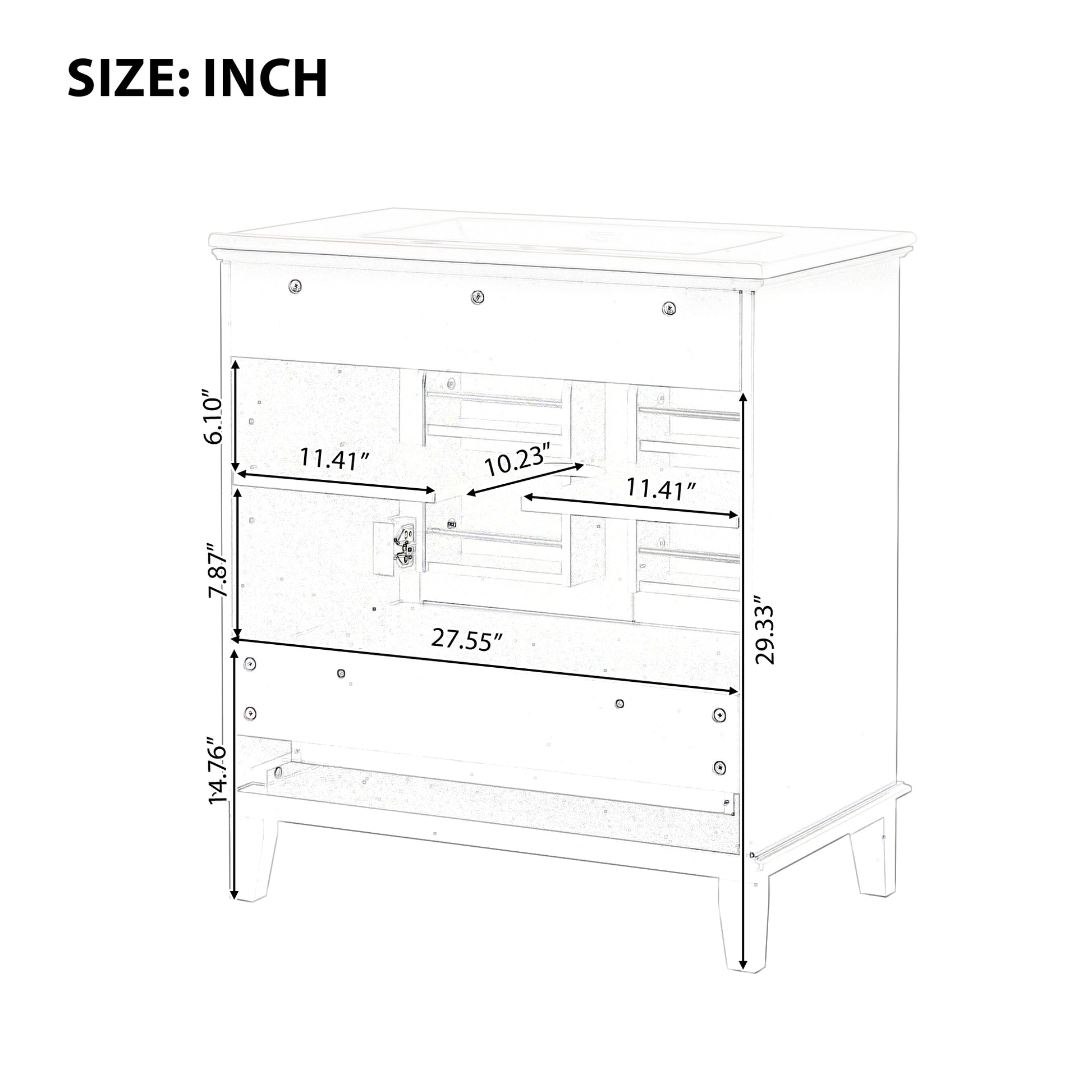 30" Bathroom Vanity With Sink Combo, Multi Functional Bathroom Cabinet With Doors And Drawer, Solid Wood And Mdf Board, Black Black Solid Wood Mdf