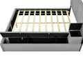 Queen Size Upholstered Platform Bed With Lateral Storage Compartments And Thick Fabric, Velvet, Gray Gray Velvet