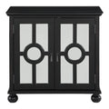 Classic Storage Cabinet 1Pc Modern Traditional Accent Chest With Mirror Doors Antique Black Finish Pendant Pulls Wooden Furniture Living Room Bedroom Accent Chests 1 2 Shelves Antique Antique Black Primary Living Space Modern,Traditional Wood