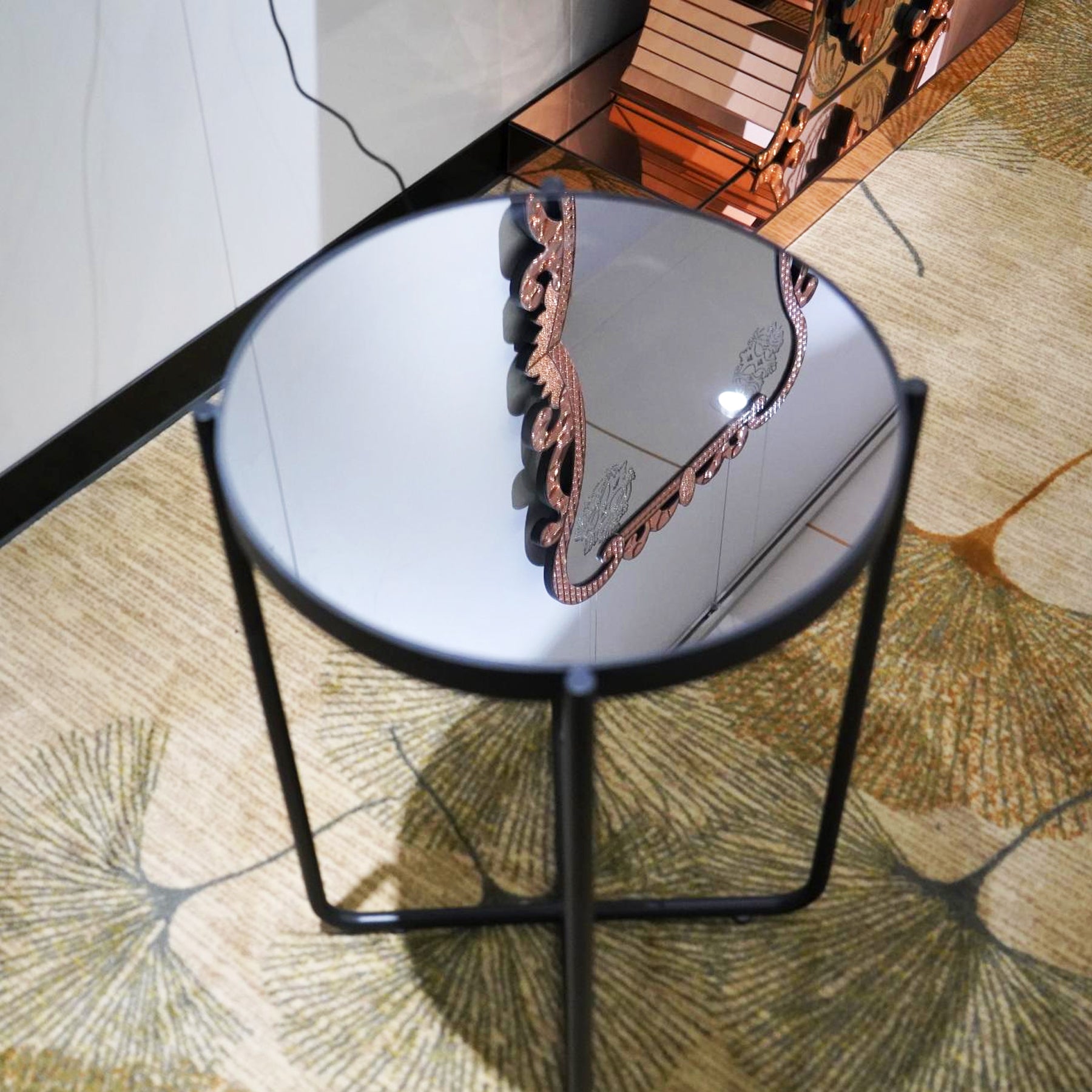 Led Round End Table Black Round Round Iron