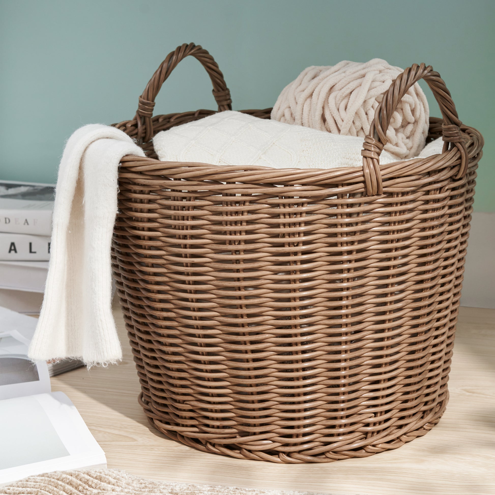 Joseph Round Cone Woven Resin Wicker Basket with
