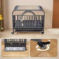 46In Heavy Duty Dog Crate, Furniture Style Dog Crate With Removable Trays And Wheels For High Anxiety Dogs Grey Abs Abs