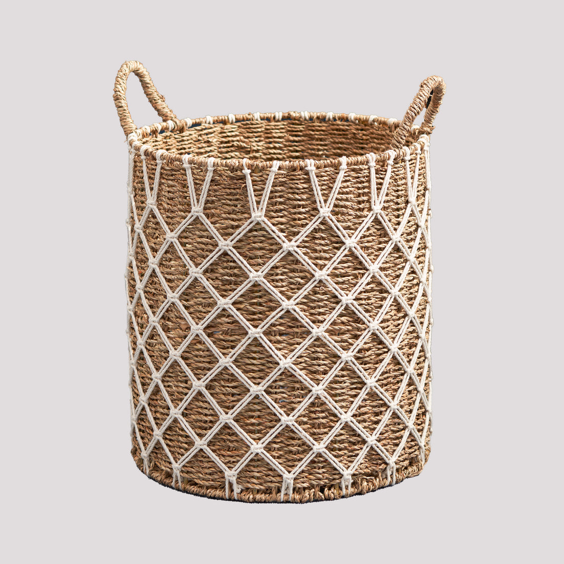 Hubertus Round Water Hyacinth Woven Basket With Handles 15" X 15" X 18.5" Natural Brown For Clothes, Towels, Canvas, Toys And Magazine Storage And Home Decoration Natural & Light Brown Wicker Water Hyacinth