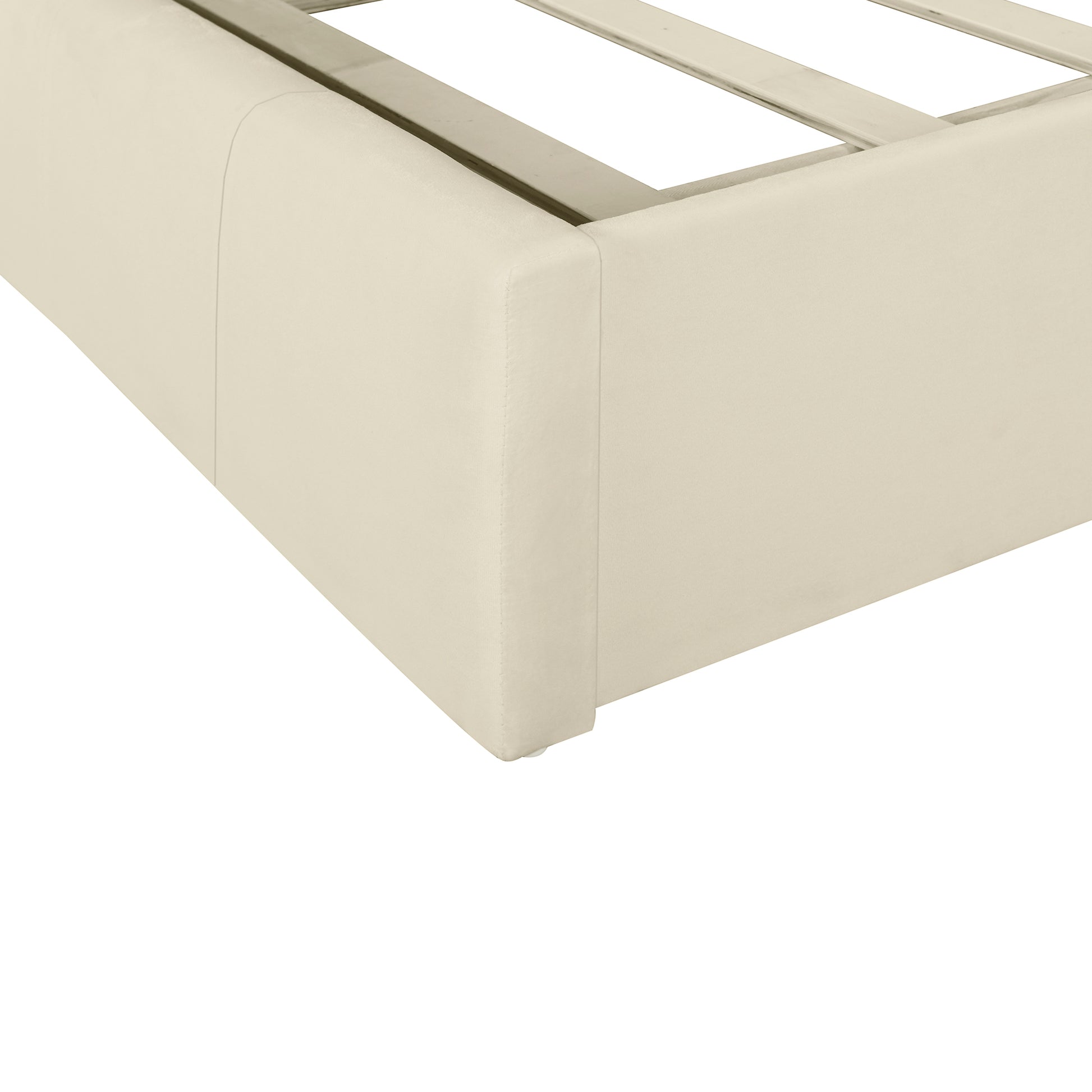 Queen Size Upholstered Platform Bed With Lateral Storage Compartments And Thick Fabric, Velvet, Beige Beige Velvet
