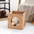 Water Hyacinth Woven Wicker Square Cat Bed Cave 13