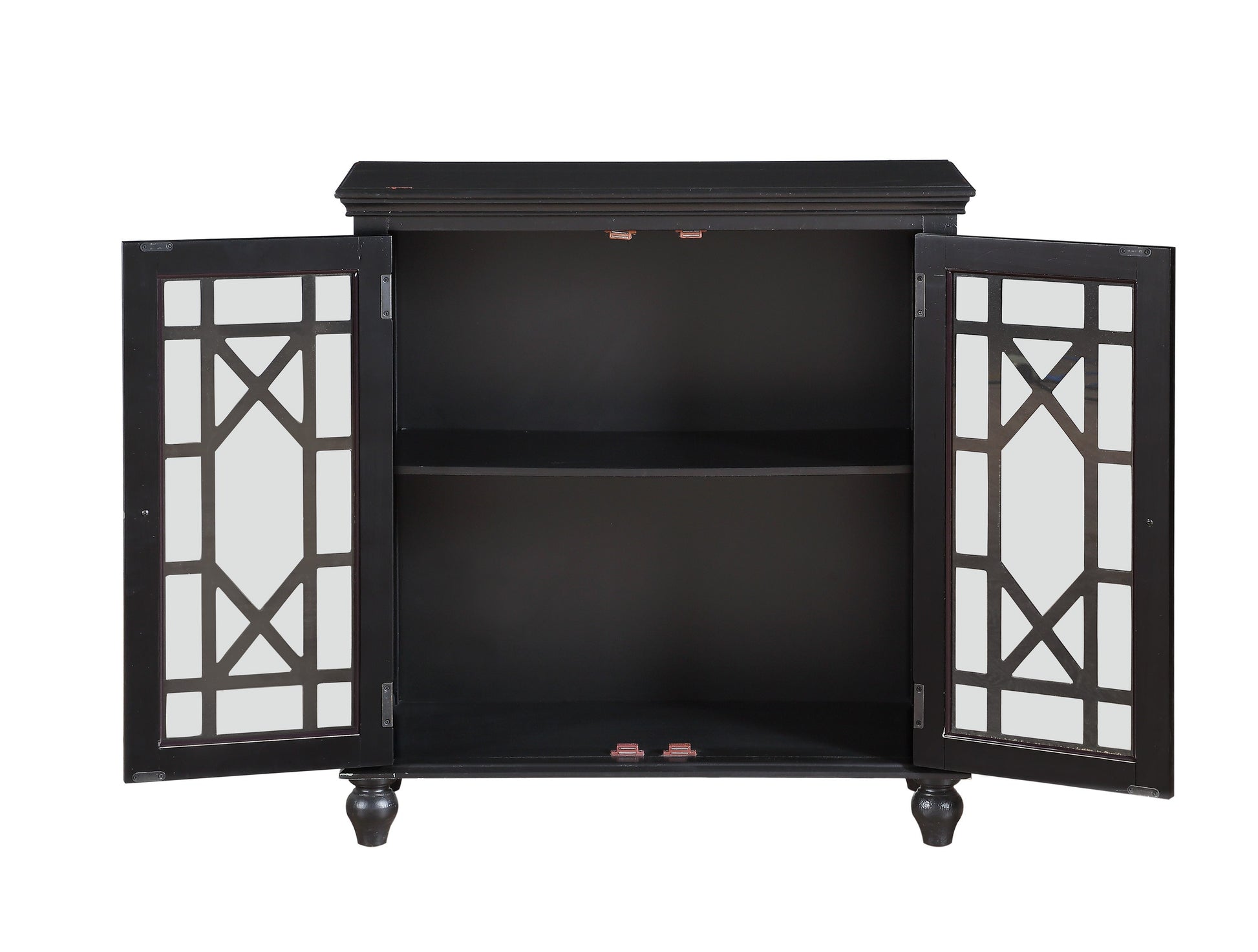 Antique Black Accent Chest 1Pc Classic Storage Cabinet Shelves Glass Inlay Doors Wooden Traditional Design Furniture Accent Chests 1 2 Shelves Antique Antique Black Primary Living Space Modern,Traditional Wood