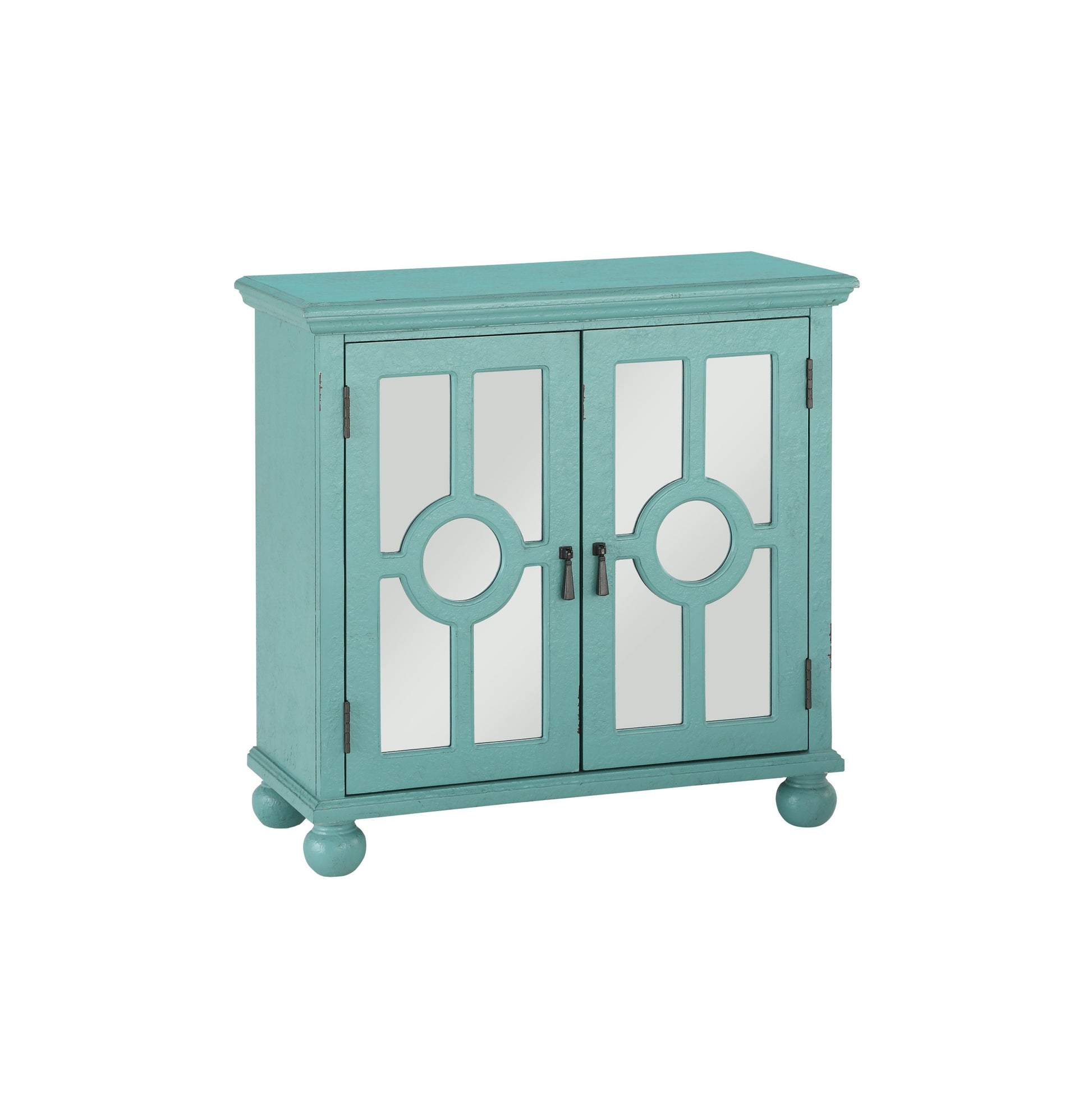 Classic Storage Cabinet 1Pc Modern Traditional Accent Chest With Mirror Doors Antique Aqua Finish Pendant Pulls Wooden Furniture Living Room Bedroom Accent Chests 1 2 Shelves Antique Aqua Primary Living Space Modern,Traditional Wood