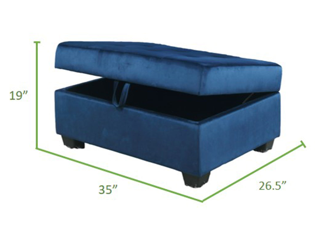 Omega Velvet Upholstery Contemporary Ottoman With Storage Made With Wood Navy Wood Primary Living Space Solid Blue Tufted Navy Velvet Velvet Medium Soft Contemporary Rectangle Internal Storage Wood Velvet