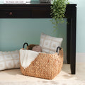 Rectangular Multi Purpose Water Hyacinth Woven Wicker Baskets With Handles 16