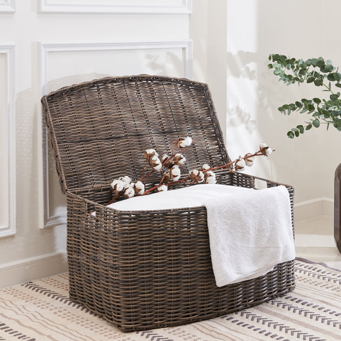 Joseph Rectangular Curve Resin Woven Wicker Trunk