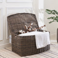 Joseph Rectangular Curve Resin Woven Wicker Trunk With Handles 24