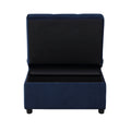 Modern Lift Top Storage Bench With Pull Out Bed 1Pc Dark Blue Velvet Tufted Solid Wood Furniture Dark Blue Velvet Blue Contemporary,Modern Flip Top Solid Wood