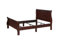 Louis Phillipe Brown Cherry Finish King Size Panel Sleigh Bed Solid Wood Wooden Bedroom Furniture King Cherry Solid Wood