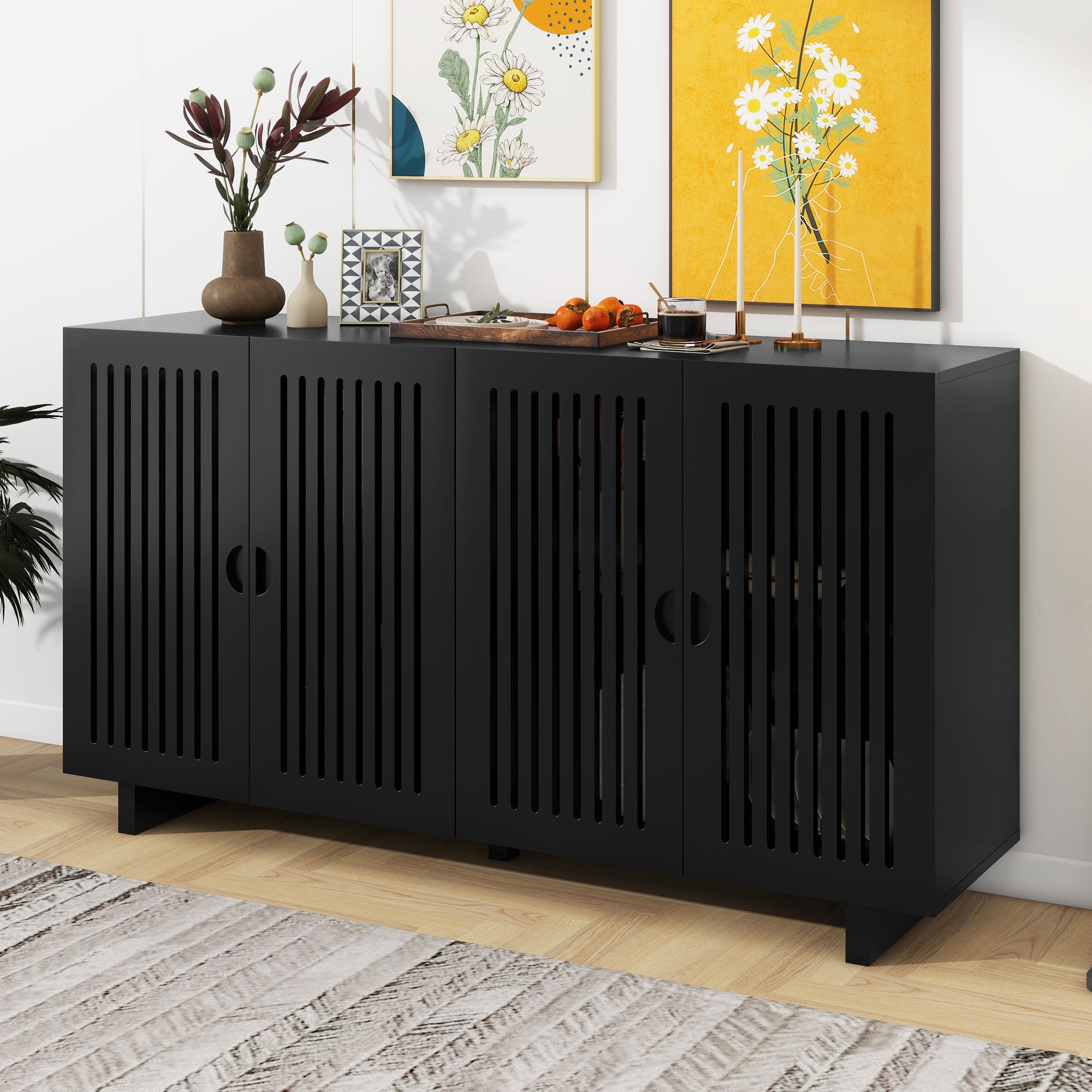 Modern Style Sideboard with Superior Storage black-dining room-adjustabel shelves-mdf