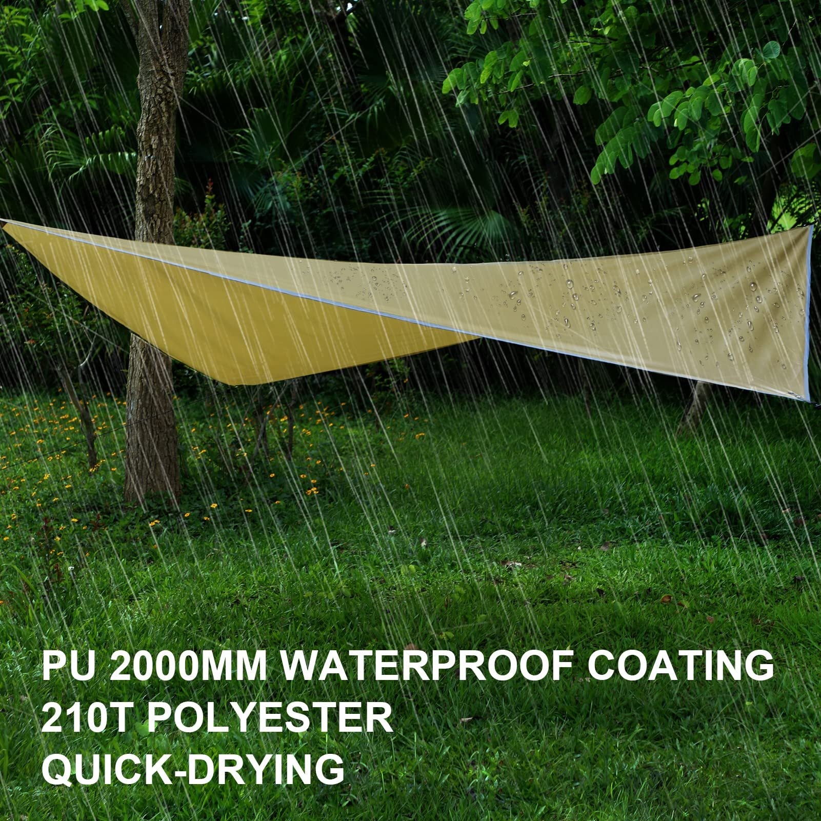 Camping Tarp Waterproof with Poles, Hammock Rain Fly beige-manual-garden & outdoor-water