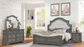 Grace Traditional Style King 4 Pc Bedroom Set Made With Wood In Rustic Gray Box Spring Required King Gray Wood 4 Piece Set Bedroom Bed Included,Dresser Included,Mirror Included,Nightstand Included Traditional Solid Wood Mdf Cotton Tufted Wood