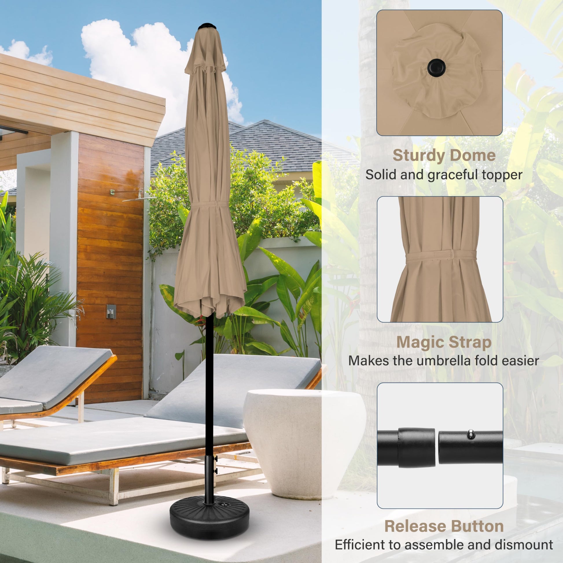 high wind patio umbrellas 7.5Ft Patio Outdoor Table Market Yard Umbrella With Push Button Tilt C