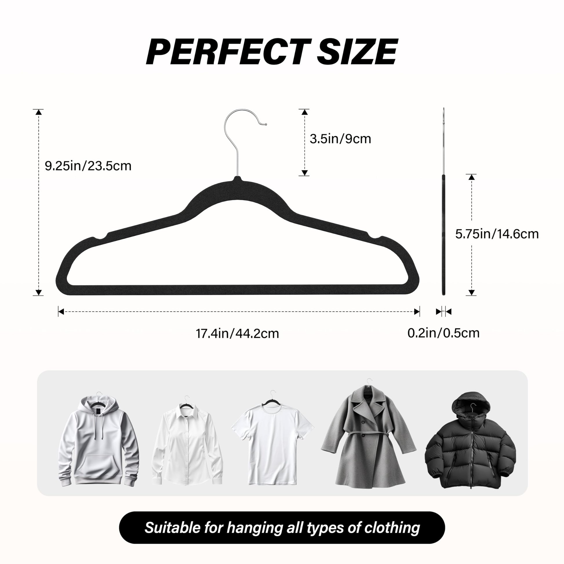 Velvet Hangers 70 Pack, Non Slip Clothes Hangers With Shoulder Notches, 360 Swivel Hooks, Heavy Duty Coat Suit Hangers For Closet Space Saving, Black Black Velvet