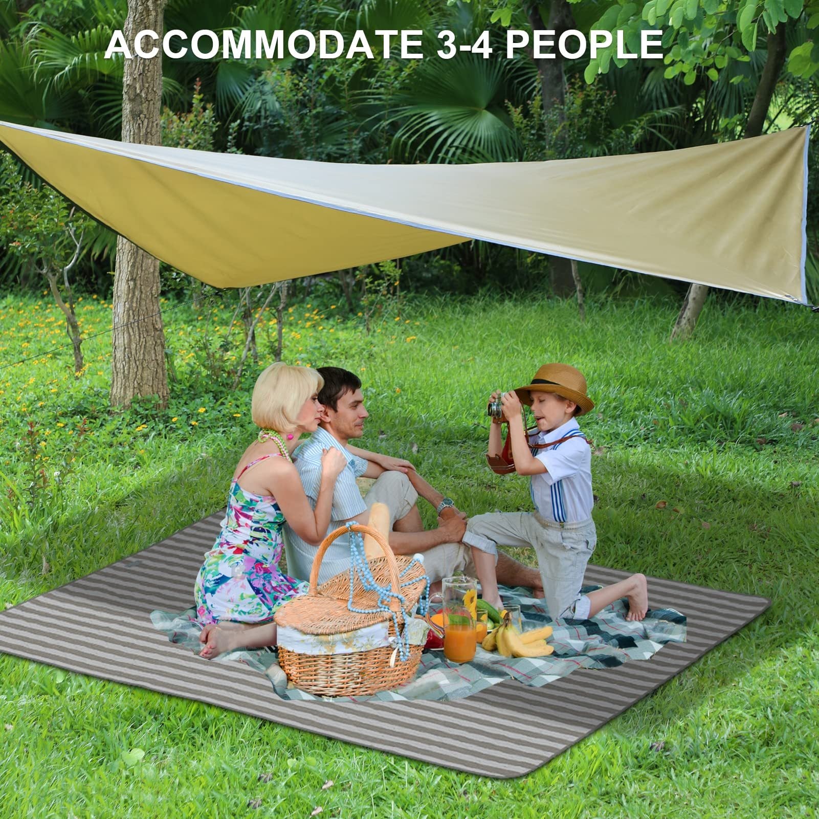 Camping Tarp Waterproof, Hammock Rain Fly Lightweight beige-manual-garden & outdoor-water