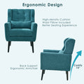 Modern Accent Chair Upholstered Foam Filled Living Room Chairs Comfy Reading Chair Mid Century Modern Chair With Chenille Fabric Lounge Arm Chairs Armchair For Living Room Bedroom Teal Teal Light Brown Primary Living Space Modern Rubberwood Foam Chenille