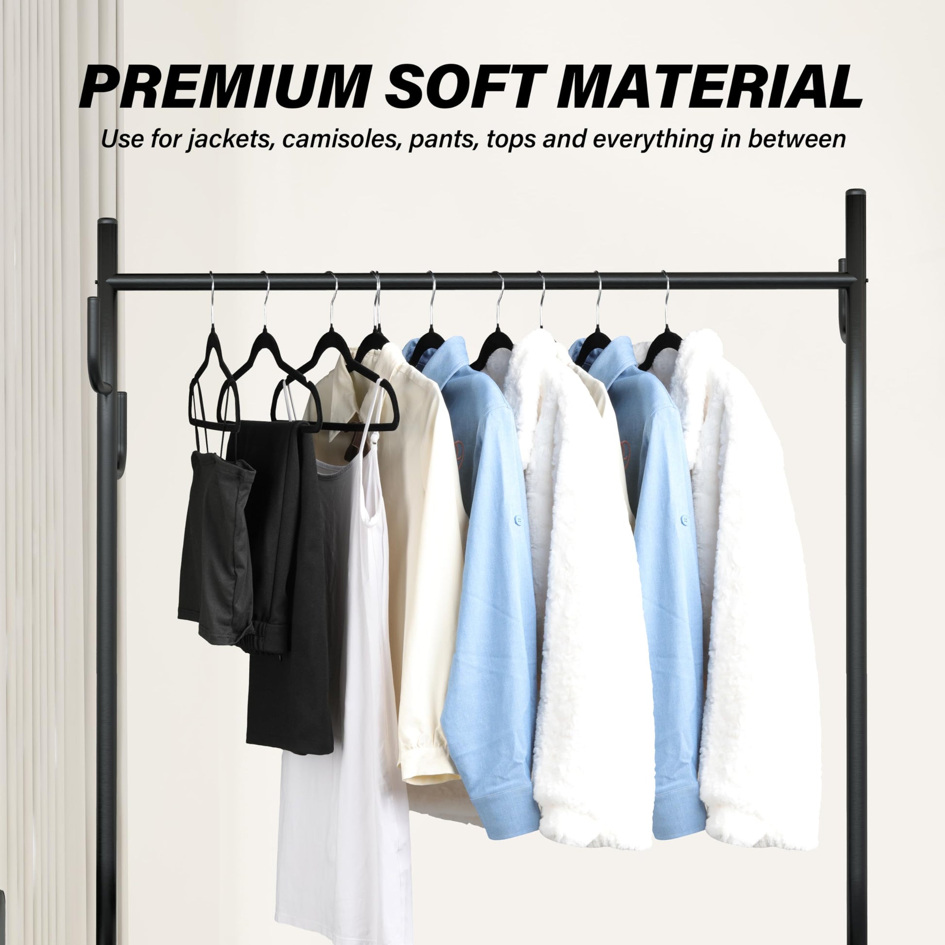 Velvet Hangers 70 Pack, Non Slip Clothes Hangers With Shoulder Notches, 360 Swivel Hooks, Heavy Duty Coat Suit Hangers For Closet Space Saving, Black Black Velvet