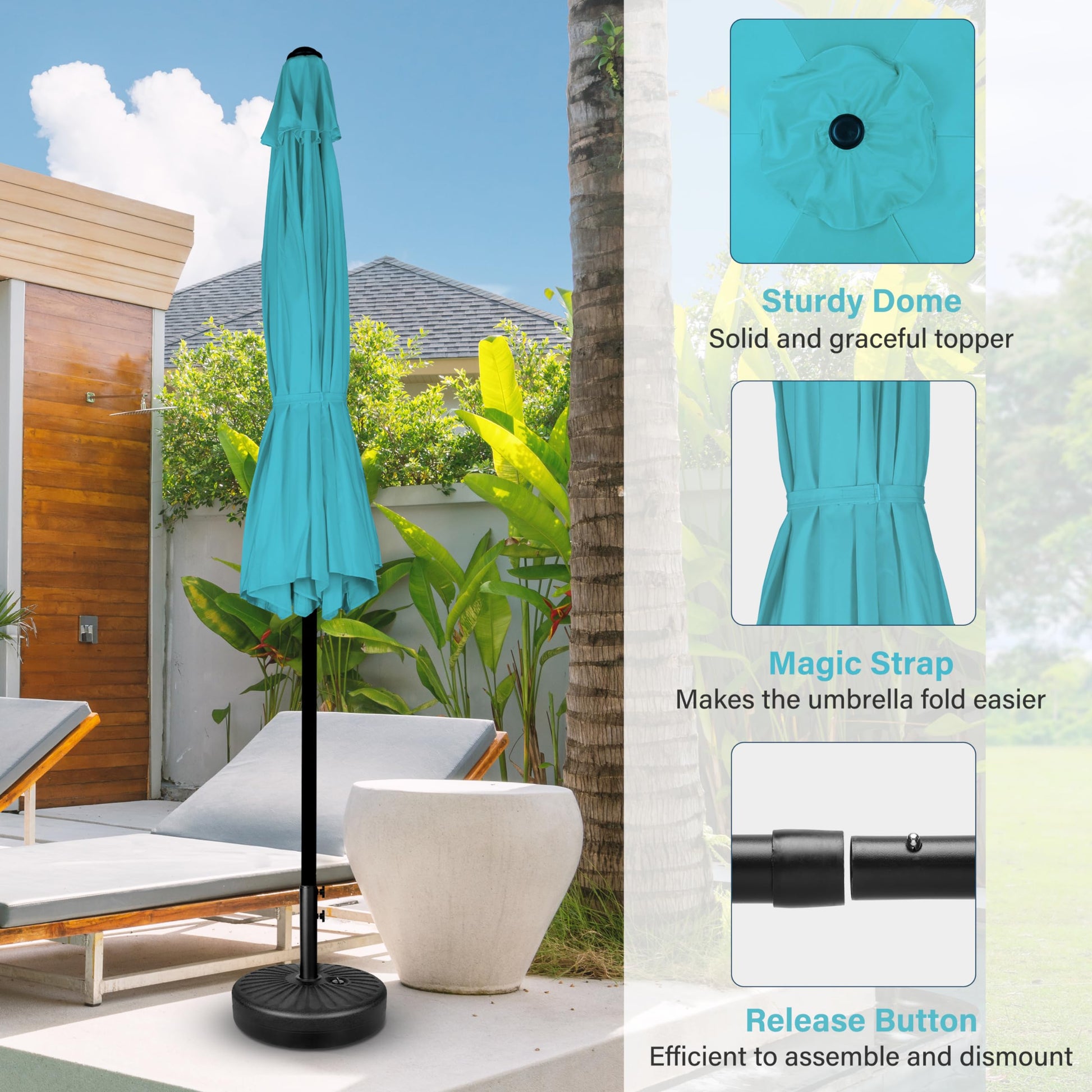 heavy duty outdoor patio table umbrella for windy resistant 7.5Ft Patio Outdoor Table Market Yard Umbrella With Push Button Tilt C