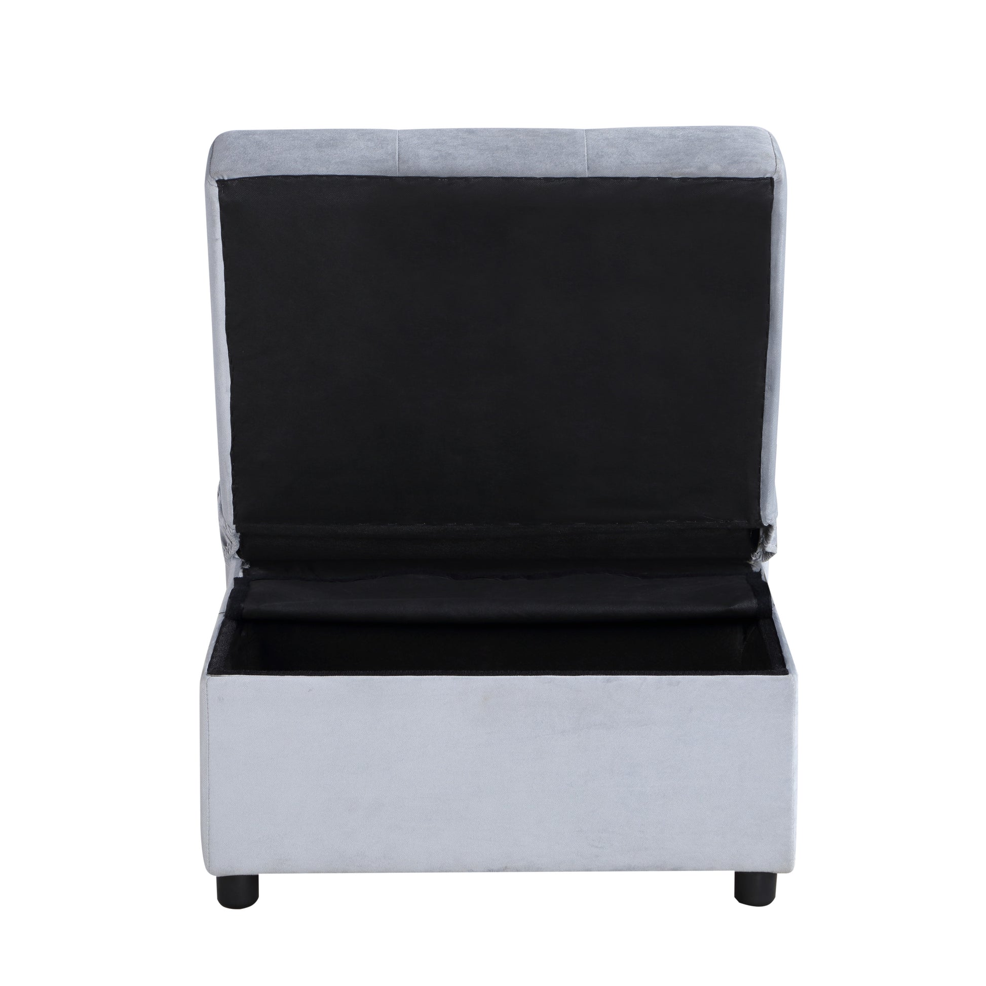 Modern Lift Top Storage Bench With Pull Out Bed 1Pc Gray Velvet Tufted Solid Wood Furniture Convertible Chair Gray Velvet Grey Contemporary,Modern Flip Top Solid Wood